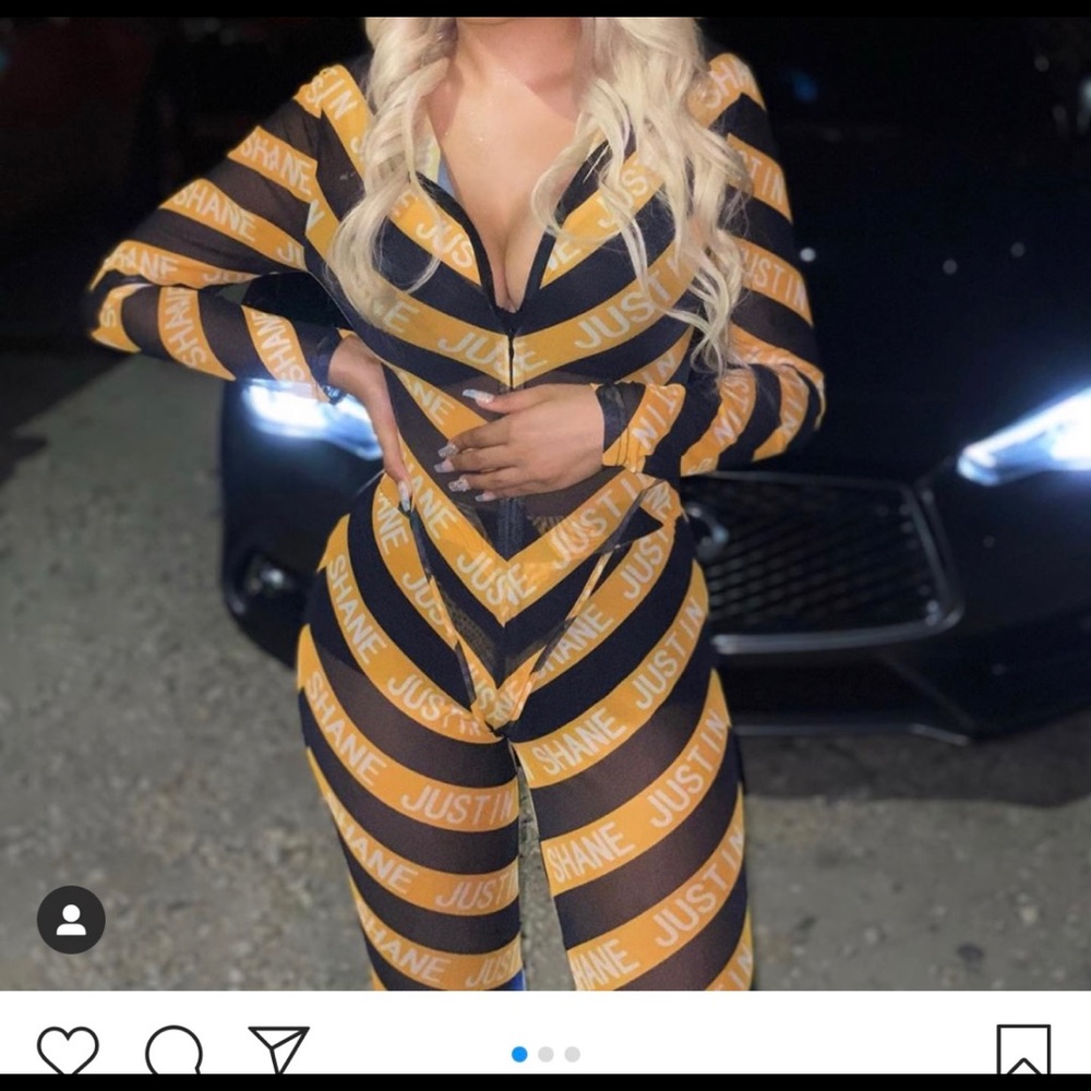 Shane justin sheer body suit and pants